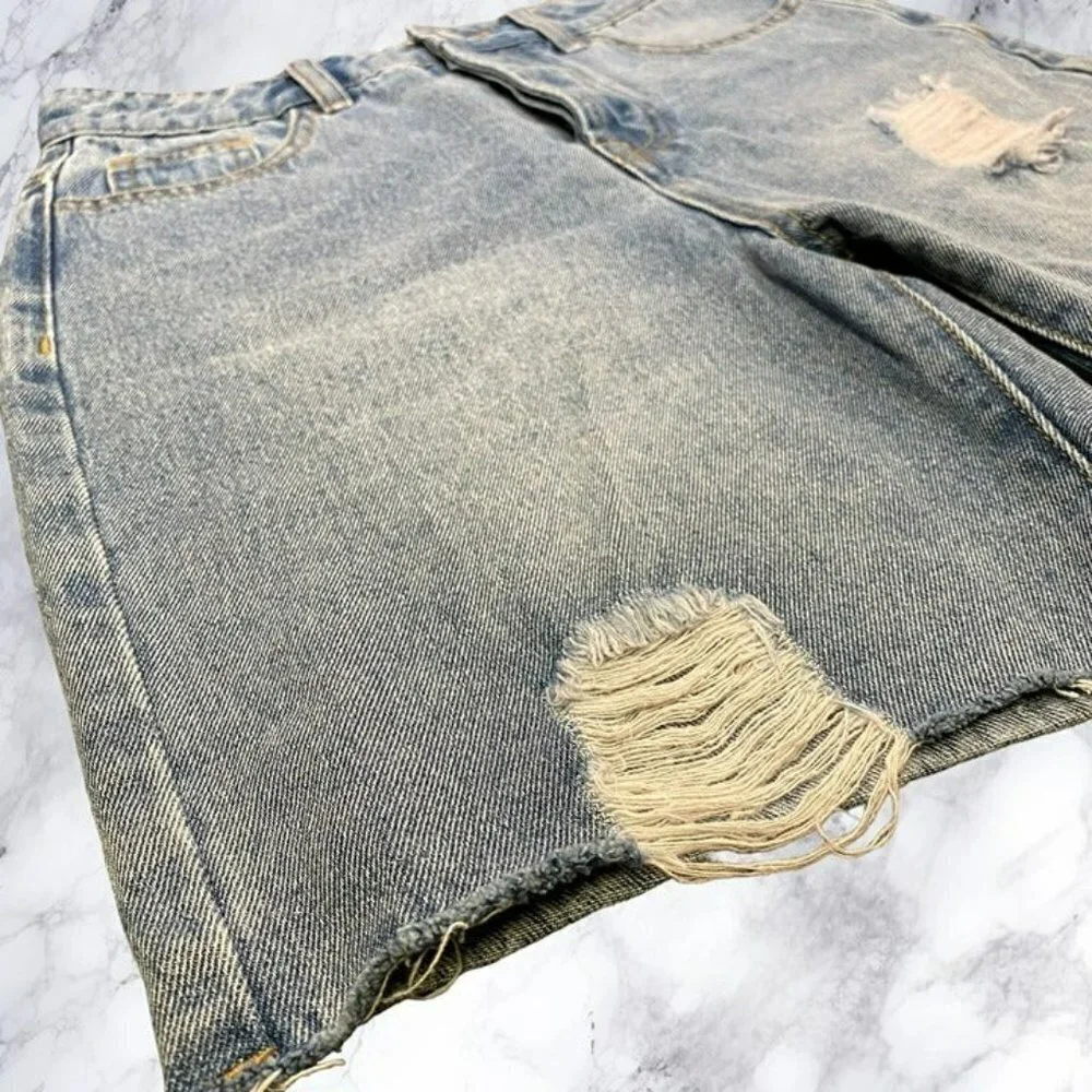 Superdown Jodie Relaxed Distressed Shorts Medium Wash